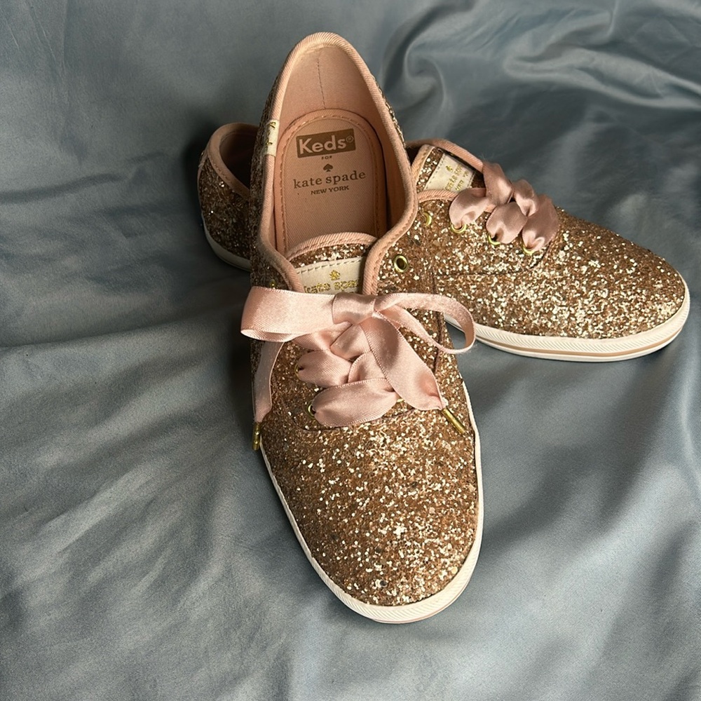 Keds × Kate Spade New York Rose Gold Glitter Sneakers size 7.5